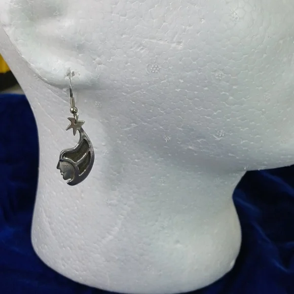 Wind Star Sterling Silver Dangle Earrings Hook Style - Picture 6 of 12